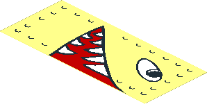 Sticker 1.5 x 3.5 with Eyes and Open Mouth with Pointed Teeth Facing Right Sticker 1.5 x 3.5 with Eyes and Open Mouth with Pointed Teeth Facing Right