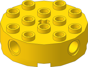 ~_Brick  4 x  4 Round with Holes Yellow (Obsolete)
