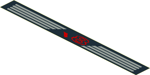 Sticker 0.8 x 7.7 with Red "v8" and Grey Right-Aligned Stripes on Black Sticker 0.8 x 7.7 with Red "v8" and Grey Right-Aligned Stripes on Black