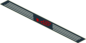Sticker  0.8 x  7.7 with Red "v8" and Grey Left-Aligned Stripes on Black