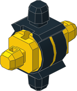 ~_Znap Connector  3 x  3 -  4 Way Closed with Rotating Section Black/Yellow (Obsolete)