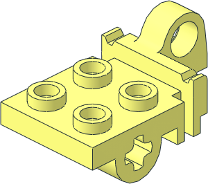 Plate 2 x 2 with Peghole, Axlehole, Hinge and Rubberband Slots Plate 2 x 2 with Peghole, Axlehole, Hinge and Rubberband Slots