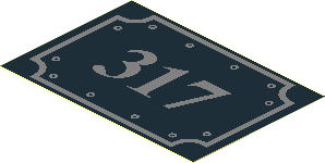 Sticker  2.6 x  3.8 with Silver "317" and Rivets and Frame on Black Background