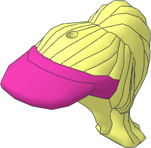 Figure Friends Hair Long with Ponytail, Side Bangs and Dark Pink Sun Visor Pattern Figure Friends Hair Long with Ponytail, Side Bangs and Dark Pink Sun Visor Pattern
