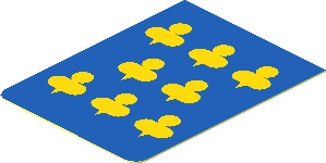 Sticker Minifig Vest with Yellow Trefoils on Blue Background