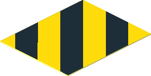 Sticker  1.1 x  0.9 with Black and Yellow Danger Stripes Left Up