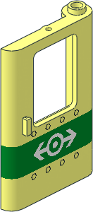 Train Door  1 x  4 x  5 Right with Green Stripe White Train Logo and Rivet Pattern