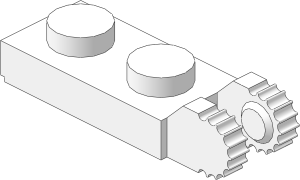 ~_Hinge Plate  1 x  2 Locking with Dual Finger on End Vertical with Groove on Short Side White (Obsolete)