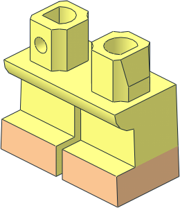 Minifig Hips and Legs Short with Light Nougat Feet Pattern
