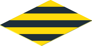 Sticker  1.1 x  0.9 with Black and Yellow Danger Stripes Right Up