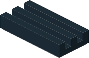 ~_Tile  1 x  2 Grille with Groove Black (Obsolete)