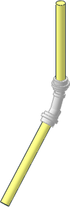 Minifig Lightsaber with Bend Chrome Silver - 2 Sides On Minifig Lightsaber with Bend Chrome Silver - 2 Sides On