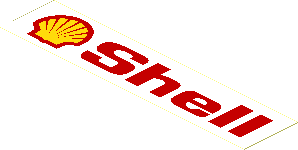 Sticker  1.3 x  5.9 with "Shell" and Shell Logo 1971 - Logo Left