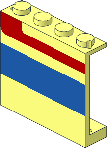 Panel  1 x  4 x  3 with Red/Blue Stripe Right Pattern