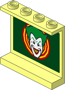 Panel  1 x  4 x  3 with Hollow Studs w Joker Face Sticker Inside