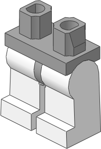 ~_Minifig Hips and Legs (Complete) Medium Stone/White (Obsolete)