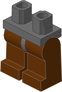 ~_Minifig Hips and Legs (Complete) Dark Stone Grey/Reddish Brown (Obsolete)