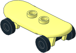 Minifig Skateboard with Black Wheels (Complete)