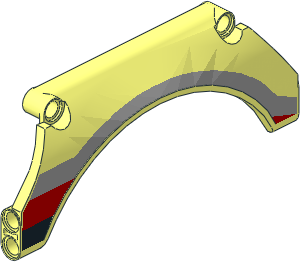 Technic Panel 13 x  2 x  5 Mudguard Arched #31 with Black/Red/Grey Horizontal Stripes Left Pattern Technic Panel 13 x  2 x  5 Mudguard Arched #31 with Black/Red/Grey Horizontal Stripes Left Pattern