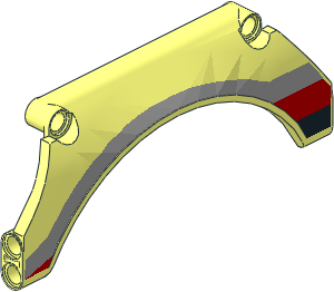 Technic Panel 13 x  2 x  5 Mudguard Arched #31 with Black/Red/Grey Horizontal Stripes Right Pattern Technic Panel 13 x  2 x  5 Mudguard Arched #31 with Black/Red/Grey Horizontal Stripes Right Pattern