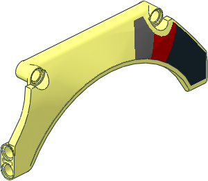 Technic Panel 13 x  2 x  5 Mudguard Arched #31 with Black/Red/Grey Diagonal Stripes Left Pattern