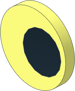Disc with Dimple Offset and Peg with Black Pupil Pattern