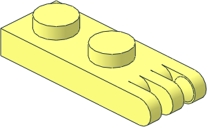 Hinge Plate  1 x  2 with 3 Fingers and Solid Studs