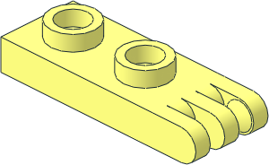 Hinge Plate  1 x  2 with 3 Fingers and Hollow Studs