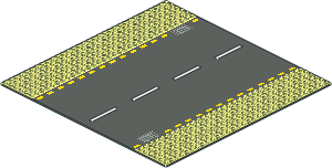Baseplate 32 x 32 Road 6-Stud Straight with Yellow Road Edge Pattern