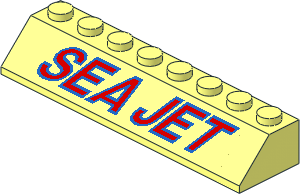 Slope Brick 45 2 x 8 with Sticker Red and Blue "SEA JET" on Transparent Background (Right) Slope Brick 45 2 x 8 with Sticker Red and Blue "SEA JET" on Transparent Background (Right)