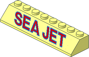 Slope Brick 45 2 x 8 with Sticker Red and Blue "SEA JET" on Transparent Background (Left) Slope Brick 45 2 x 8 with Sticker Red and Blue "SEA JET" on Transparent Background (Left)