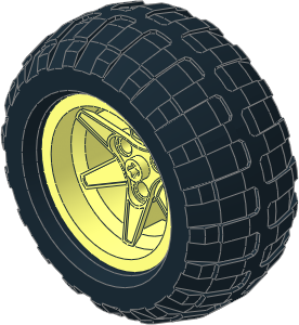 Wheel Rim 34 x 56 with 6 Spokes and 3 Pegholes with Tyre 44/ 44 x 56 Off Road