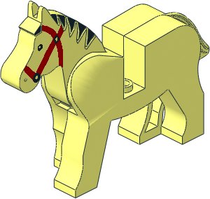 Animal Horse  (Complete) with Red Tack and Black Mane Pattern