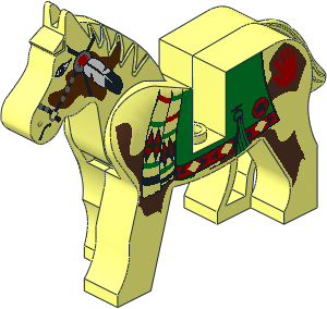 Animal Horse (Complete) with Green Blanket and Red Hand Pattern Animal Horse (Complete) with Green Blanket and Red Hand Pattern