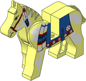 Animal Horse (Complete) Body with Blue Blanket and Red Circle Pattern Animal Horse (Complete) Body with Blue Blanket and Red Circle Pattern