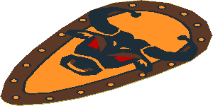Sticker 3.5 x 1.9 Shield Ovoid Black Bull Head on Brown Border Sticker 3.5 x 1.9 Shield Ovoid Black Bull Head on Brown Border