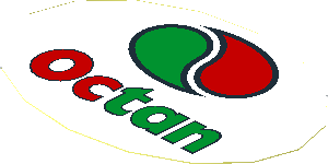 Sticker 2.4 x 3.4 Oval with Red/Green "Octan" Text and Logo Sticker 2.4 x 3.4 Oval with Red/Green "Octan" Text and Logo