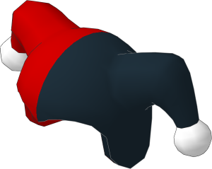 ~_Minifig Jester's Cap Red/Black with White Poms (Obsolete)