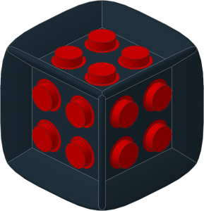 ~_Die 6 Sided 2 x 2 x 2 Red/Black (Obsolete)