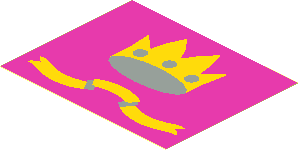 Sticker Flag with Crown on Dark Pink Background