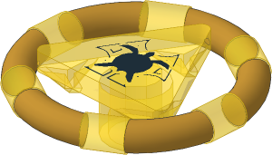 ~_Minifig Ring with Triangle with Turtle Pattern Trans Yellow (Obsolete)