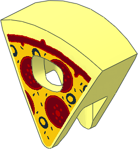 Minifig Headdress Circular Slice 60 Degrees with Yellow Cheese Red and Dark Red Pepperoni and Sauce Pattern Minifig Headdress Circular Slice 60 Degrees with Yellow Cheese Red and Dark Red Pepperoni and Sauce Pattern