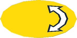 Sticker 1.8 x 1.8 Round with White Curved Double Arrow with Black Outline on Yellow Background Sticker 1.8 x 1.8 Round with White Curved Double Arrow with Black Outline on Yellow Background