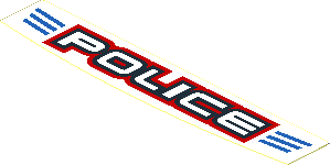 Sticker  1.0 x  4.0 with Black/Red "POLICE" on White/Blue Stripes