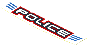Sticker 1.0 x 4.0 with Black/Red "POLICE" on White/Blue Stripes (Formed) Sticker 1.0 x 4.0 with Black/Red "POLICE" on White/Blue Stripes (Formed)