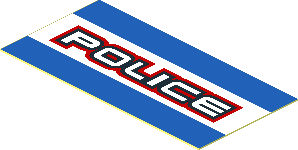 Sticker 0.8 x 1.6 with Black/Red "POLICE" on White/Blue Stripes Sticker 0.8 x 1.6 with Black/Red "POLICE" on White/Blue Stripes