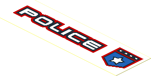 Sticker 1.1 x 3.6 with Black/Red/Blue Badge and "POLICE" Left Sticker 1.1 x 3.6 with Black/Red/Blue Badge and "POLICE" Left