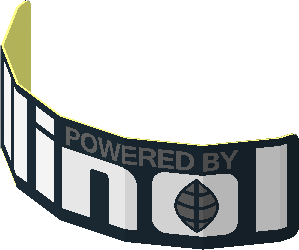 Sticker  2.6 x  0.6 with "POWERED BY allinol" on Black Background (Formed)