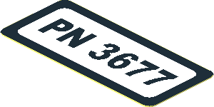 Sticker  0.8 x  1.8 with Black "PN 3677" on White Background with Black Frame