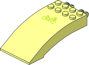 Hinge Brick  4 x  8 x  2 Curved Locking with 2 Dual Fingers with Lime Bicycle Sticker